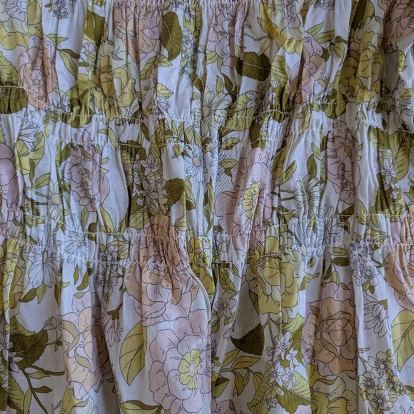 Who What Wear retro floral smocked cropped top Large Cotton - Picture 5 of 5